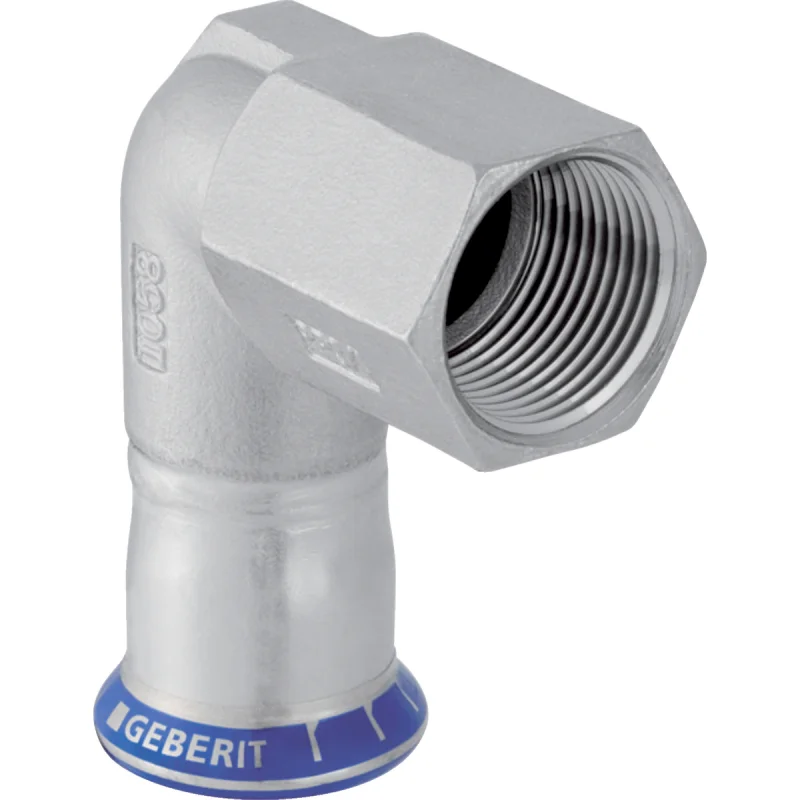 Cot adaptor Geberit Mapress Oţel-Inox 90° cu filet interior (fără silicon): d=15mm, Rp=1/2″