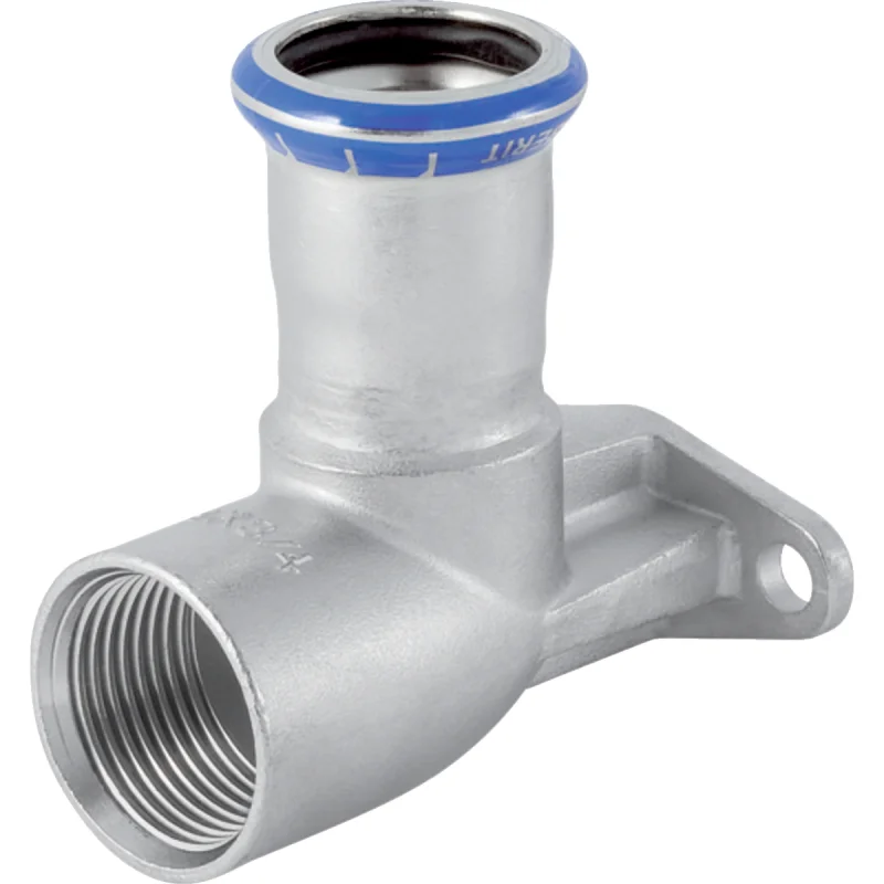 Cot de racordare Geberit Mapress Oţel-Inox 90°, montat (fără silicon): d=15mm, Rp=1/2″, L1=6.5cm