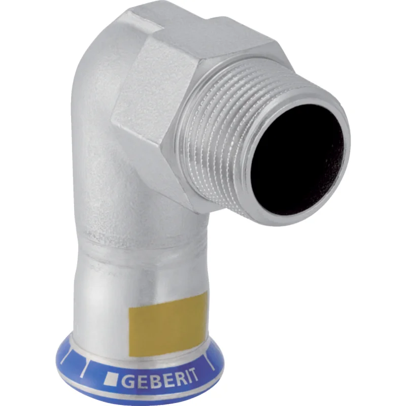 Cot adaptor Geberit Mapress Oţel-Inox 90° cu filet exterior (gaz): d=15mm, R=1/2″
