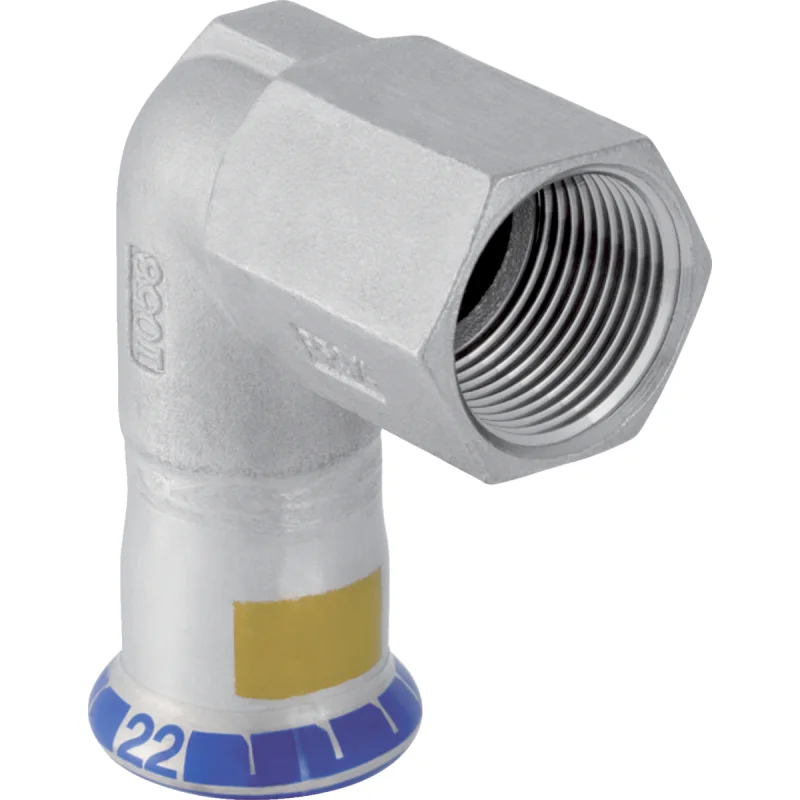 Cot adaptor Geberit Mapress Oţel-Inox 90° cu filet interior (gaz): d=18mm, Rp=1/2″
