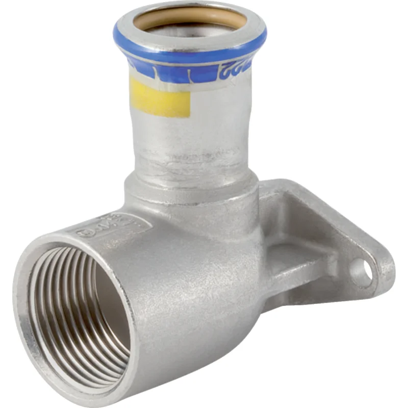 Cot de racordare Geberit Mapress Oţel-Inox 90°, montat, orificiu rotund 50 mm (gaz): d=22mm, Rp=3/4″, L1=6.5cm