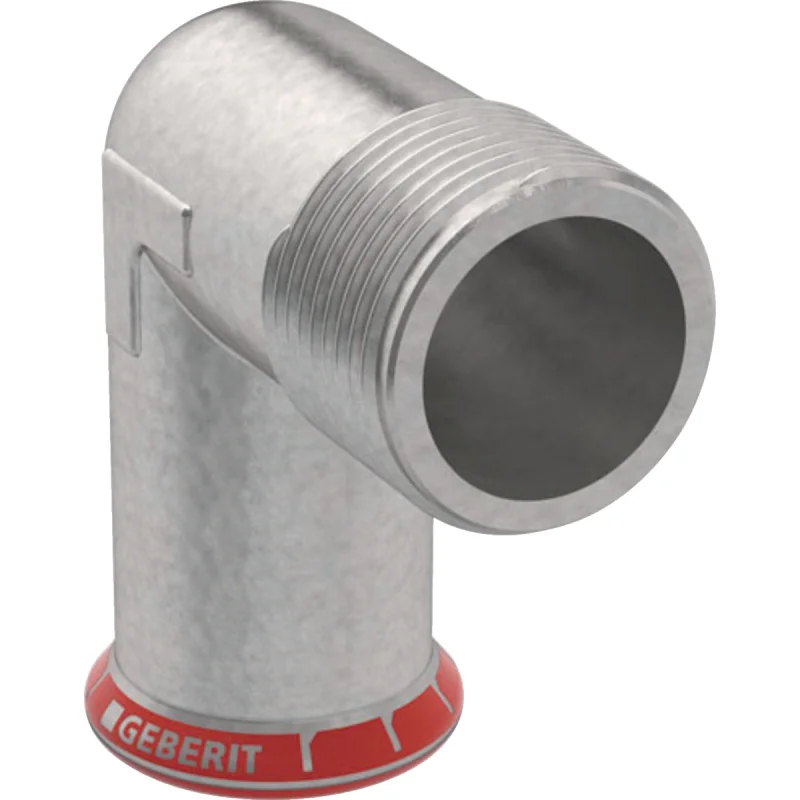 Cot adaptor Geberit Mapress Oţel-Carbon 90° cu filet exterior (FKM albastru): d=28mm, R=1″