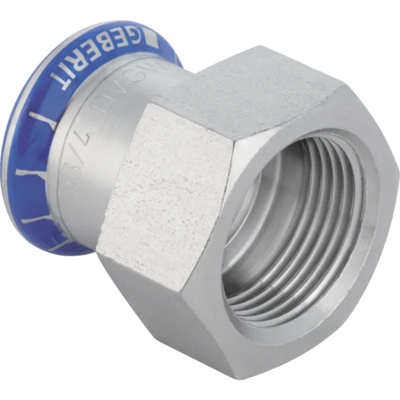 Adaptor Geberit Mapress Oţel-Inox, cu filet interior (FKM albastru): d=15mm, Rp=1/2″