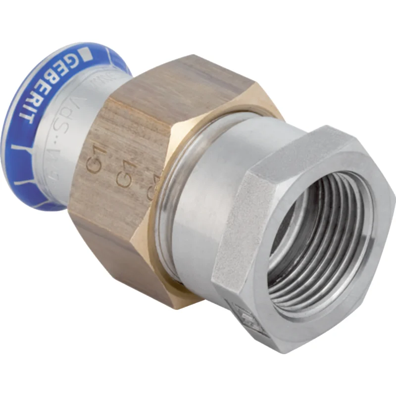 Adaptor cu filet Geberit Mapress Oţel-Inox, cu filet interior (FKM albastru): d=54mm, Rp=2″