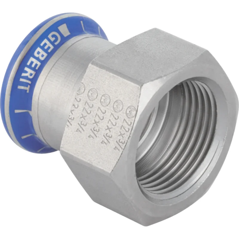Adaptor Geberit Mapress Oţel-Inox, cu filet interior (fără silicon): d=22mm, Rp=1″