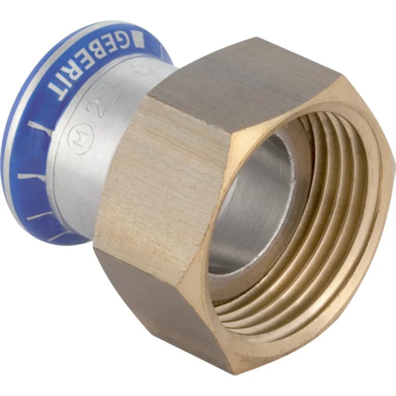 Adaptor Geberit Mapress Oţel-Inox, cu piuliţă (fără silicon): d=15mm, di=26mm, G=1 1/4″