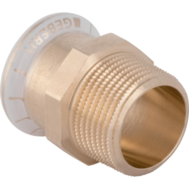 Adaptor Geberit Mapress Cupru, cu filet exterior (FKM albastru): Material=Fontă roşie/fontă roşie fără plumb, d=22mm, R=3/4″