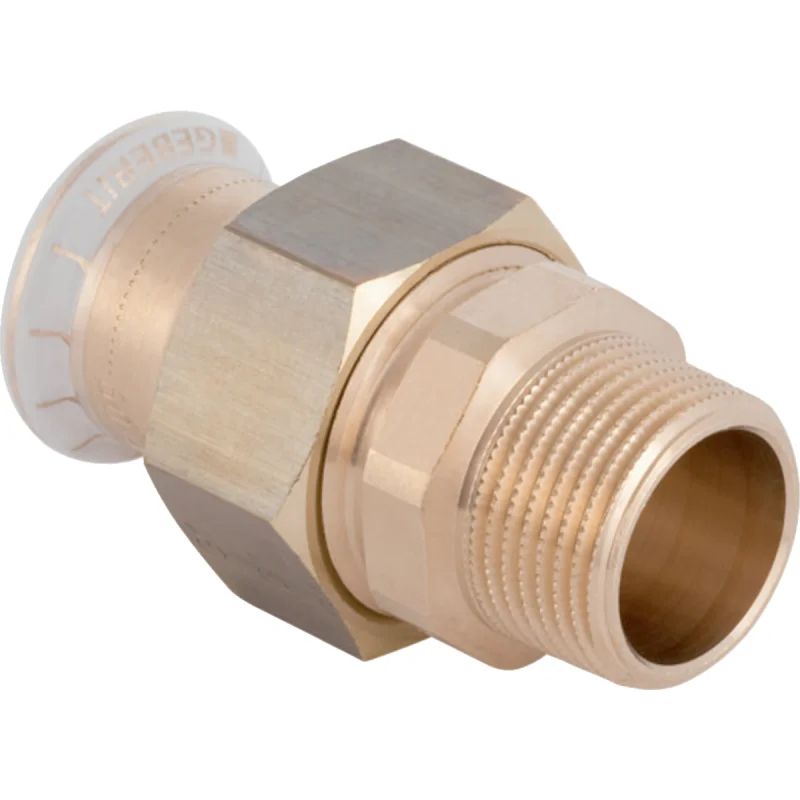 Adaptor cu filet Geberit Mapress Cupru, cu filet exterior (FKM albastru): Material=CuSn4Zn2PS, d=22mm, R=1″