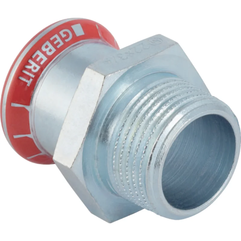 Adaptor Geberit Mapress Oţel-Carbon, cu filet exterior (FKM albastru): d=15mm, R=1/2″