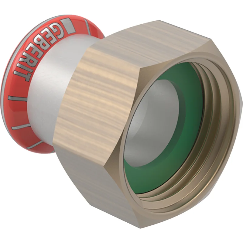 Adaptor Geberit Mapress Oţel-Carbon, cu piuliţă (FKM albastru): d=18mm, di=13mm, G=3/4″