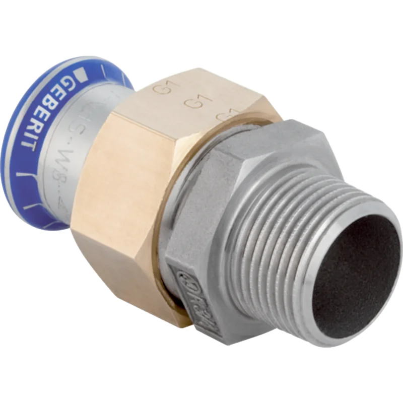 Adaptor cu filet Geberit Mapress Oţel-Inox, cu filet exterior (fără silicon): d=28mm, R=1″