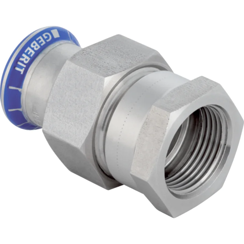 Adaptor cu filet Geberit Mapress Oţel-Inox, cu filet interior, piuliţă din oţel CrNi (fără silicon): d=22mm, Rp=3/4″