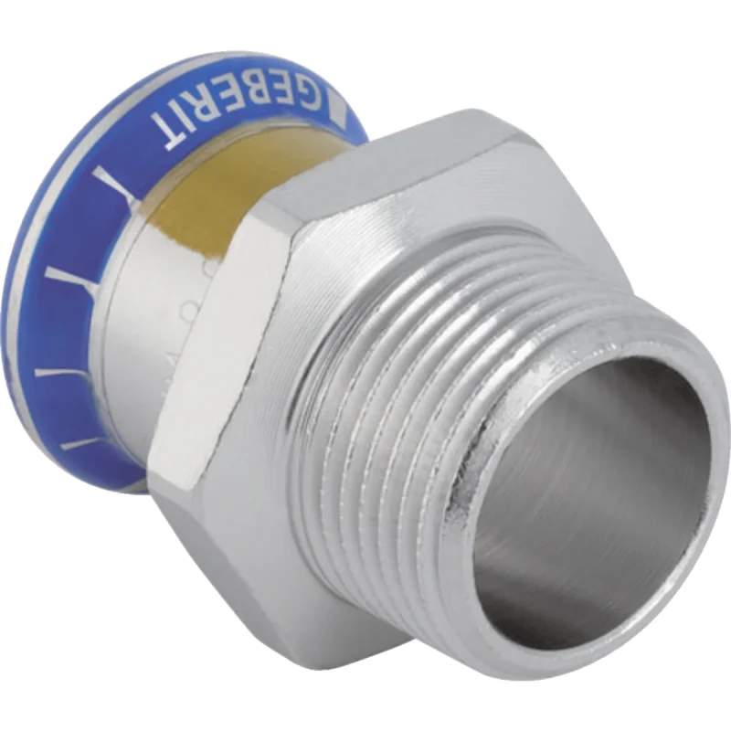 Adaptor Geberit Mapress Oţel-Inox, cu filet exterior (gaz): d=18mm, R=3/4″