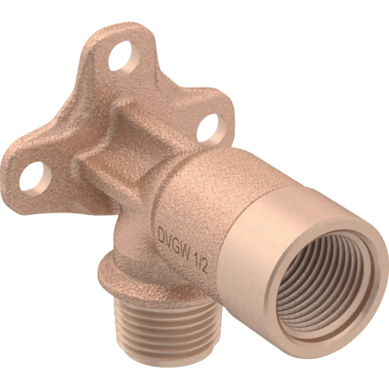 Cot de racordare Geberit 90° cu filet exterior MF 1/2": Material=Fontă roşie/bronz de siliciu fără plumb, RMF=1/2″, Rp=1/2″, L=5.7cm