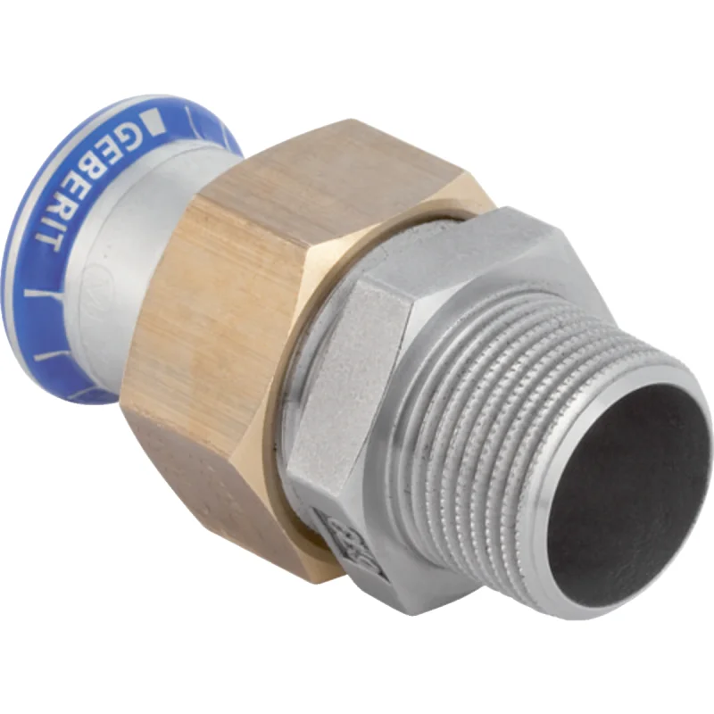 Adaptor cu filet Geberit Mapress Oţel-Inox, cu filet exterior: d=15mm, R=3/4″