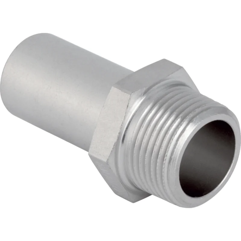 Adaptor Geberit Mapress Oţel-Inox, cu filet exterior şi capăt drept: d=42mm, R=1 1/2″