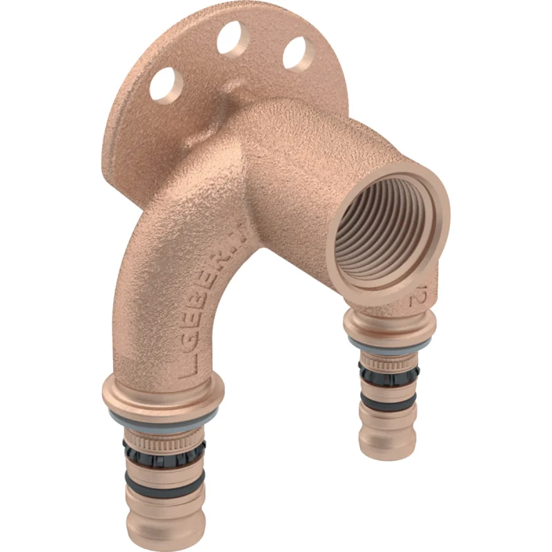 Cot de racordare dublu Geberit Mepla, 90°: Material=Fontă roşie/fontă roşie fără plumb, d=16mm, Rp=1/2″, d1=16mm, L1=6.5cm