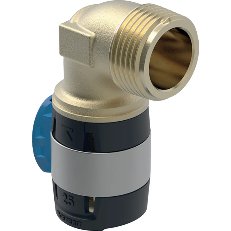 Cot adaptor 90° Geberit FlowFit, cu filet exterior: Material=Fontă roşie fără plumb, d=25mm, R=1″
