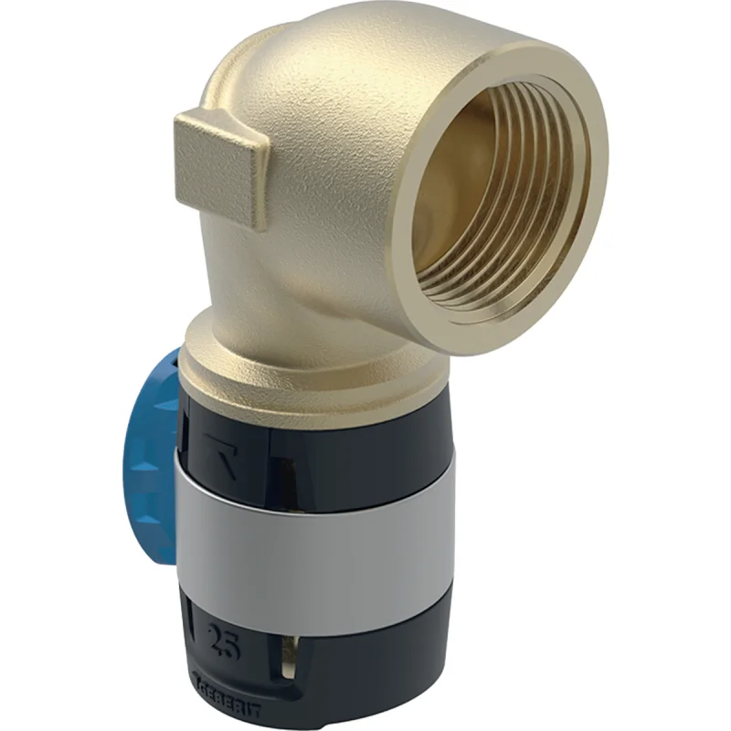 Cot adaptor 90° Geberit FlowFit, cu filet interior: Material=Fontă roşie fără plumb, d=16mm, Rp=1/2″