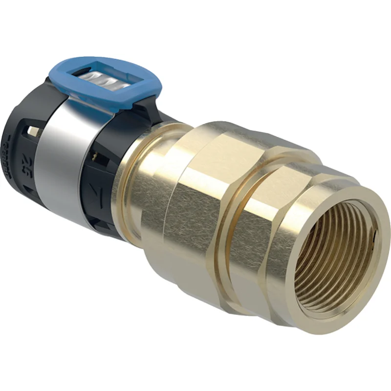 Îmbinare filetată adaptor Geberit FlowFit cu filet interior: Material=Bronz silicat fără plumb, d=20mm, Rp=1/2″