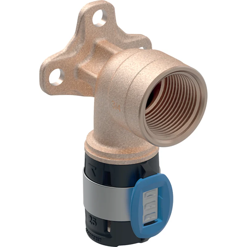 Cot de racordare Geberit FlowFit 90°: Material=Fontă roşie fără plumb, d=20mm, Rp=1/2″, L=7.8cm