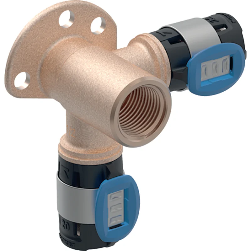 Cot de racordare la colţ Geberit FlowFit 90°: Material=Fontă roşie fără plumb, d=20mm, Rp=1/2″, L=5.2cm