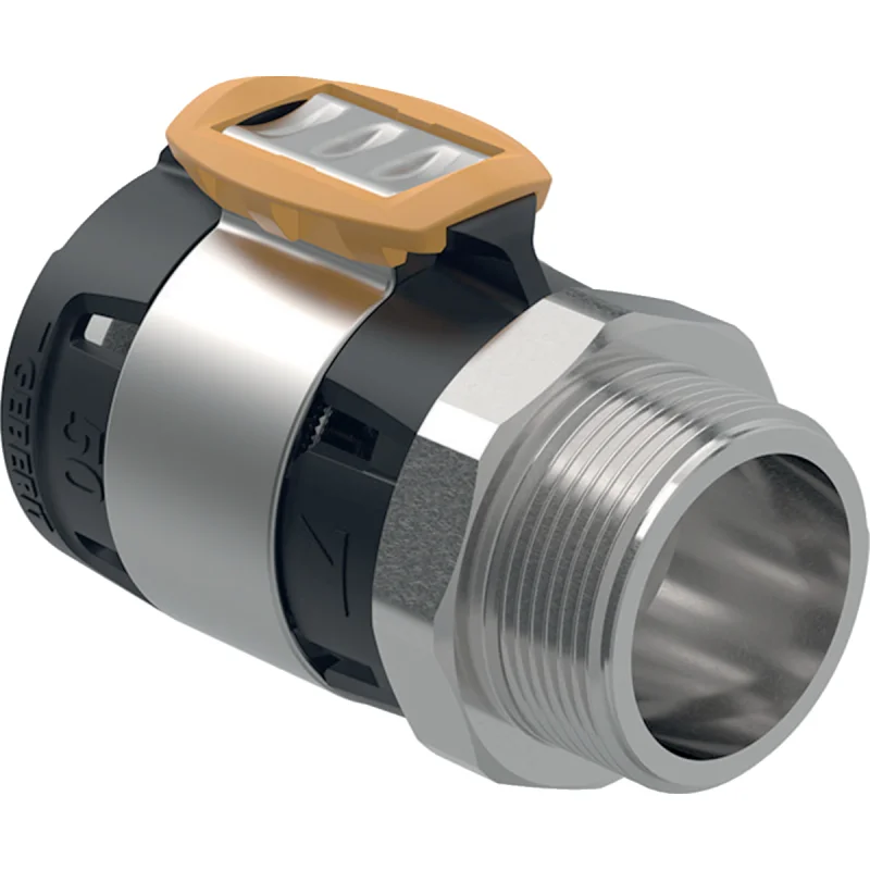 Adaptare Geberit FlowFit cu filet exterior, oţel inoxidabil: Material=Oţel CrNiMo 1.4401 (EN 10088), d=75mm, R=2 1/2″