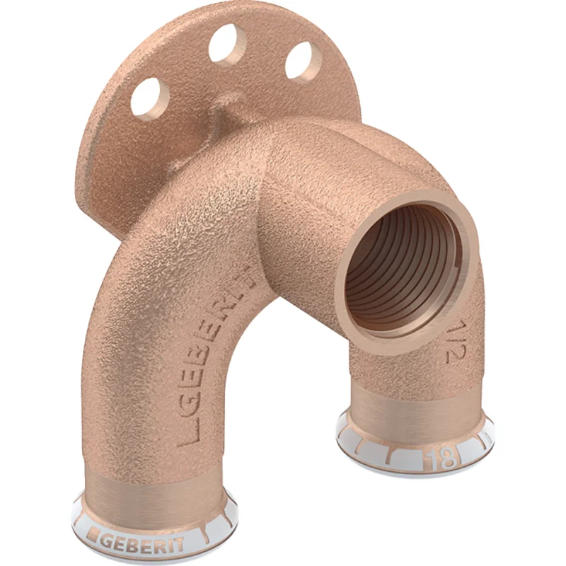 Cot de racordare dublu Geberit Mapress Cupru 90°: Material=Fontă roşie/fontă roşie fără plumb, d=22mm, Rp=1/2″, d1=22mm, L1=5cm