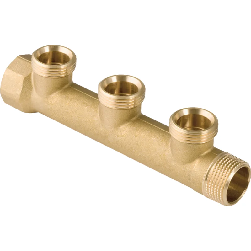 Distribuitor Geberit cu racord filetat şi ieşire pentru eurocon: Material=Alamă/bronz de siliciu fără plumb, R=1″, G=3/4″, Număr evacuări=3