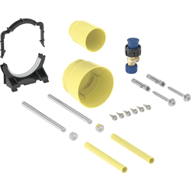 Accesorii de montare pentru element de instalare pentru vas WC suspendat Geberit Duofix, brăţară pentru conductă cu distanţă de fixare 125 mm şi cu reglare a adâncimii fără scule